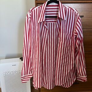 Frankie shop red and white stripe shirt small worn 2x